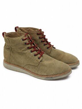 TOMS Suede Chukka Boots Olive Green Lace Up Size 12 Men EU 45